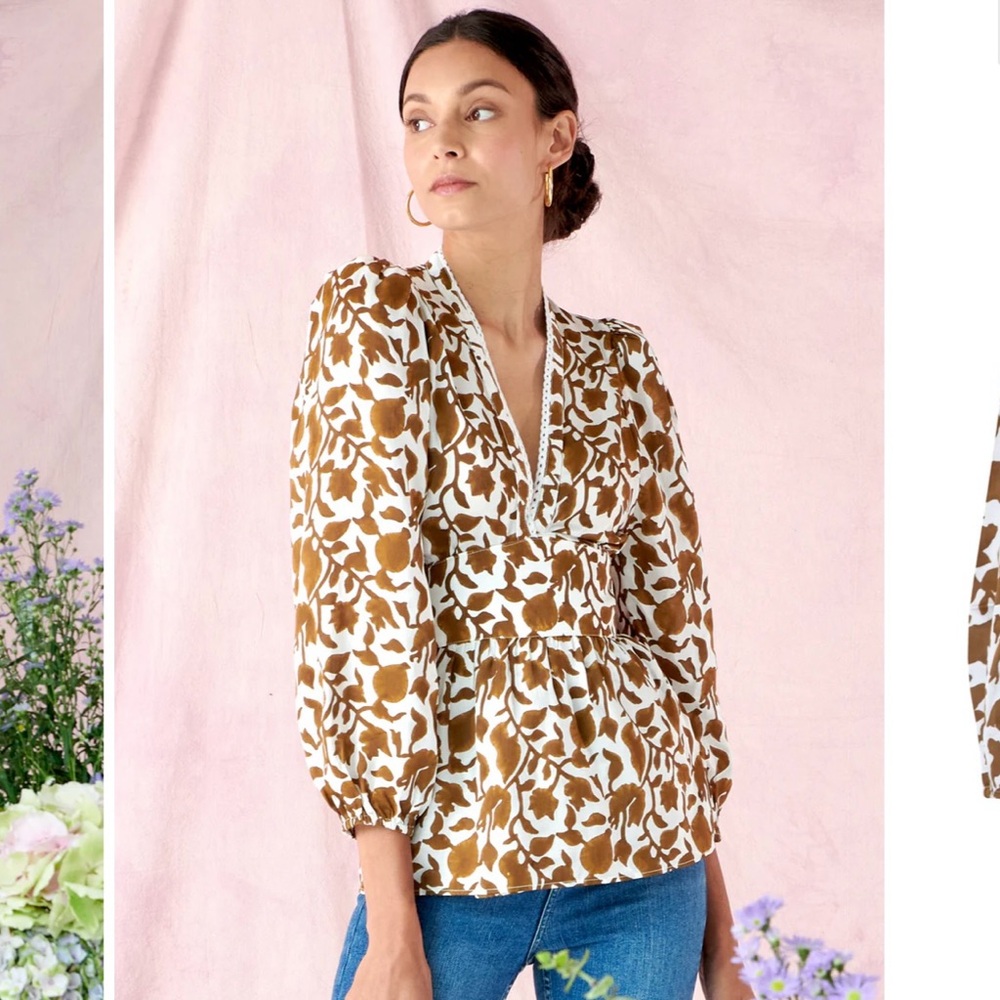 NWOT Neve & Noor Floral Block Print Wrap Top